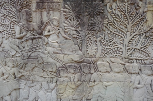 Bas reliefs sculptés du temple du Bayon