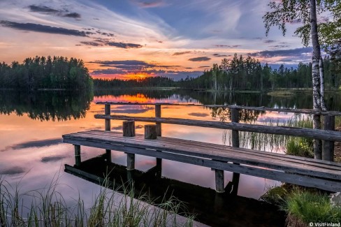 Coucher de soleil sur Lieksa en Finlande