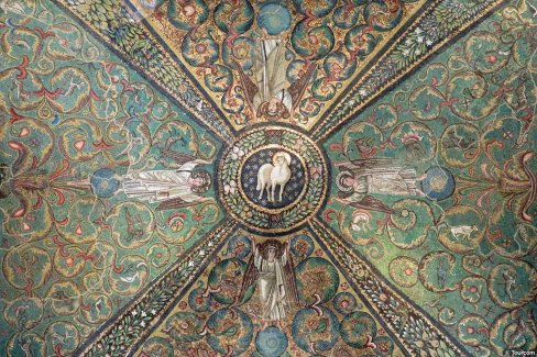Agnus dei in cupola, mosaïque de la basilique Saint-Vital de Ravenne