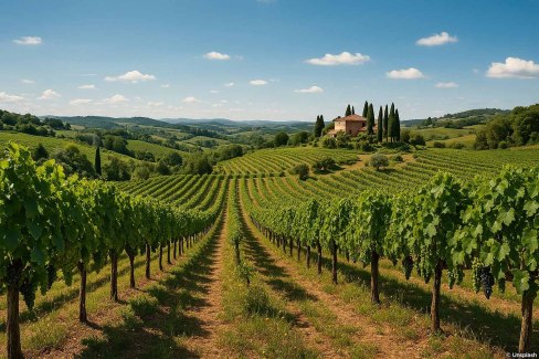 Paysage de vignobles en Toscane
