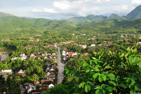 Vue aérienne sur la ville de Luang Prabang