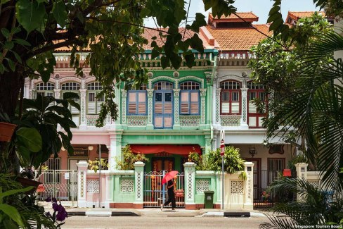 Maisons colorées de Koon Seng Road à Singapour