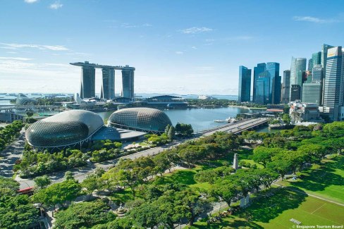 Vue panoramique du quartier de la baie de Singapour