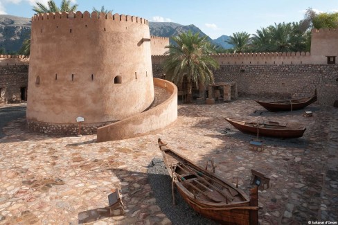 An aerial sshot of a fort in Khasab