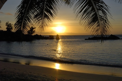 Coucher du soleil à Anse Kerlan, Praslin