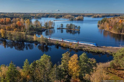 Paysage de la ligne Stockholm - Malmö - Göteborg en Suède