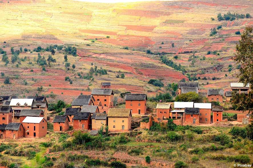 Cottages dans la campagne malgache